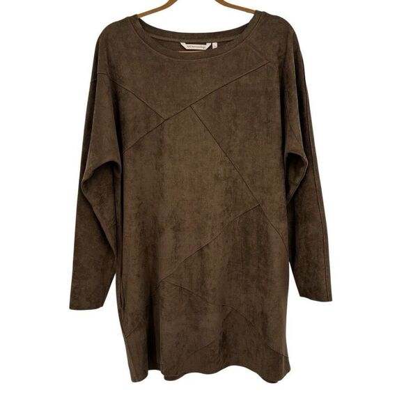 Soft Surroundings Suede Patchwork Section Dress With Pockets Brown Size Large - Picture 1 of 8